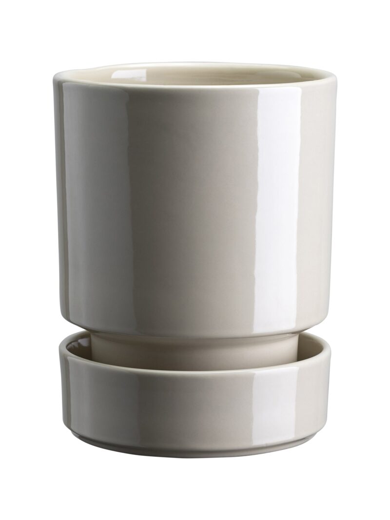 Hoff Glazed Sandstone 12cm Pot with Saucer